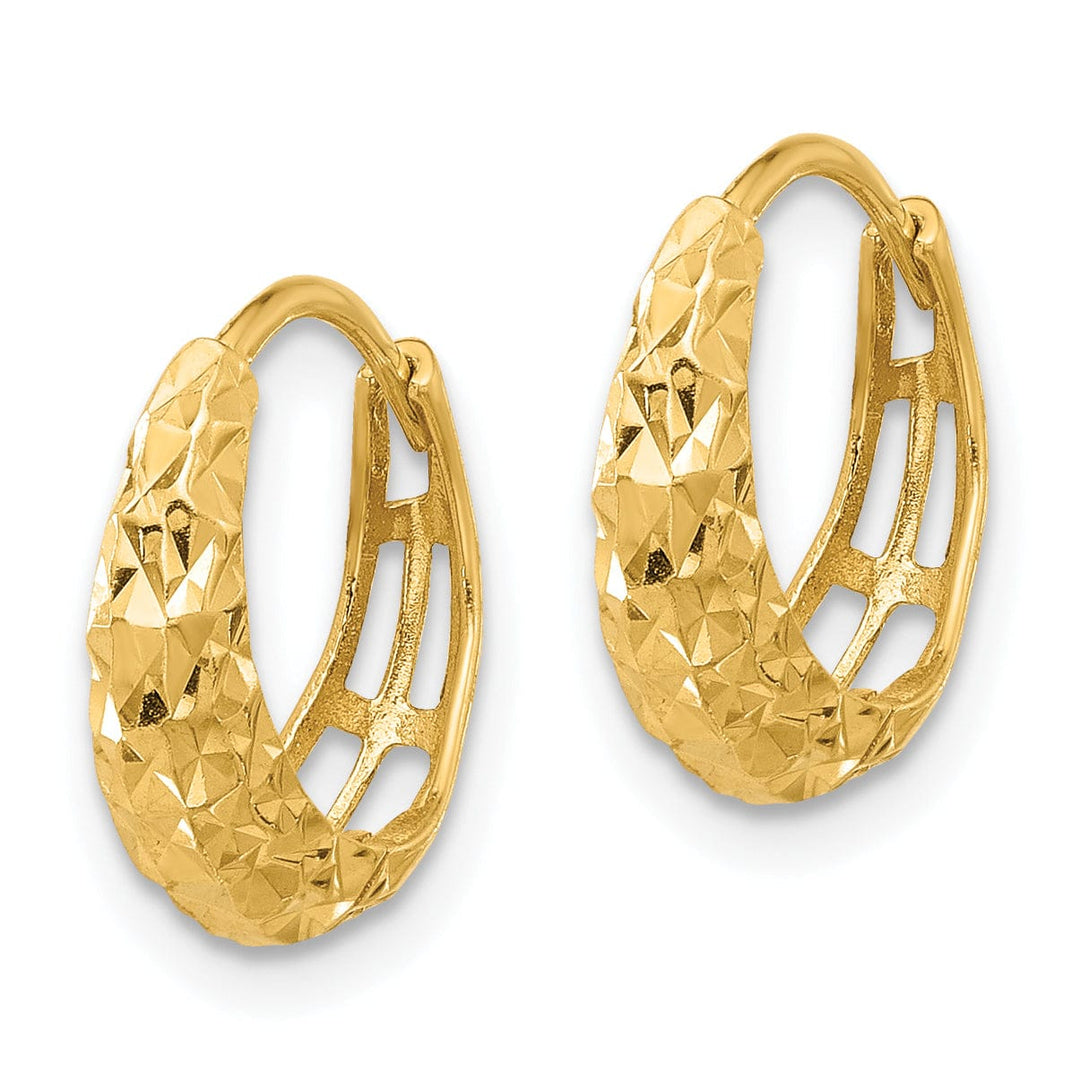 Lovely Rita's Earrings 14K Yellow Gold Chic Diamond-Cut 14mm Hinged Hoop Earrings