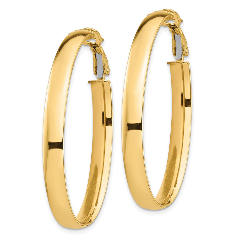 Lovely Rita's Earrings 14K Yellow Gold Chic High Polished 28.31mm Oval Omega Hoops