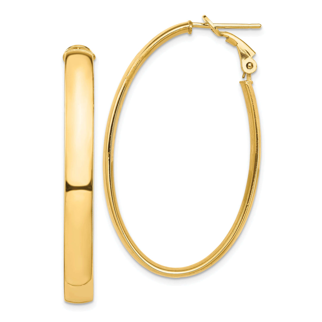 Lovely Rita's Earrings 14K Yellow Gold Chic High Polished 28.31mm Oval Omega Hoops