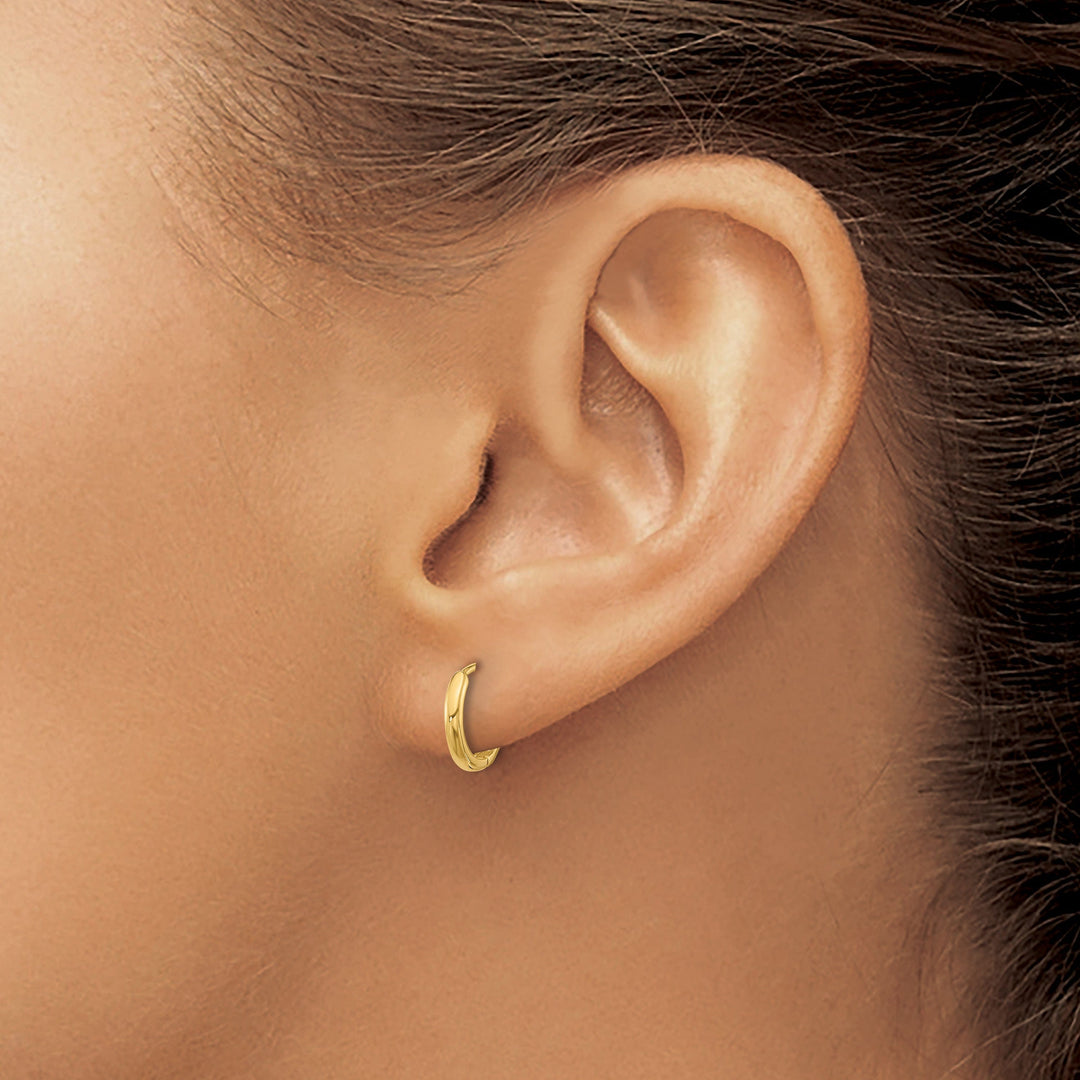 Lovely Rita's Earrings 14K Yellow Gold Chic Polished 10mm Round Hinged Hoop Earrings