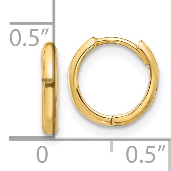 Lovely Rita's Earrings 14K Yellow Gold Chic Polished 10mm Round Hinged Hoop Earrings