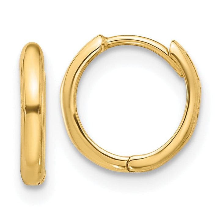 Lovely Rita's Earrings 14K Yellow Gold Chic Polished 10mm Round Hinged Hoop Earrings