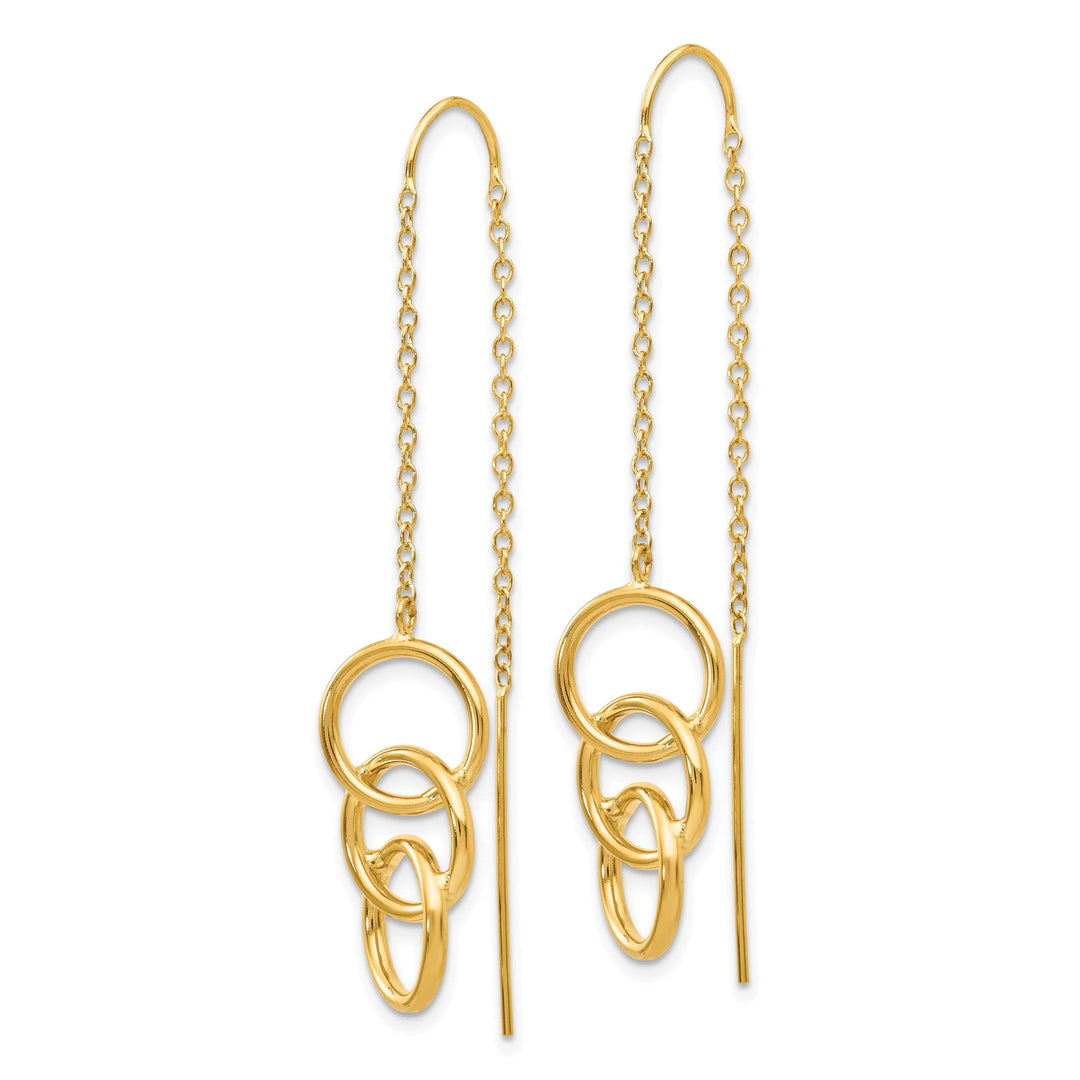 Lovely Rita's Earrings 14K Yellow Gold Chic Polished 10mm Triple Circle Threader Earrings