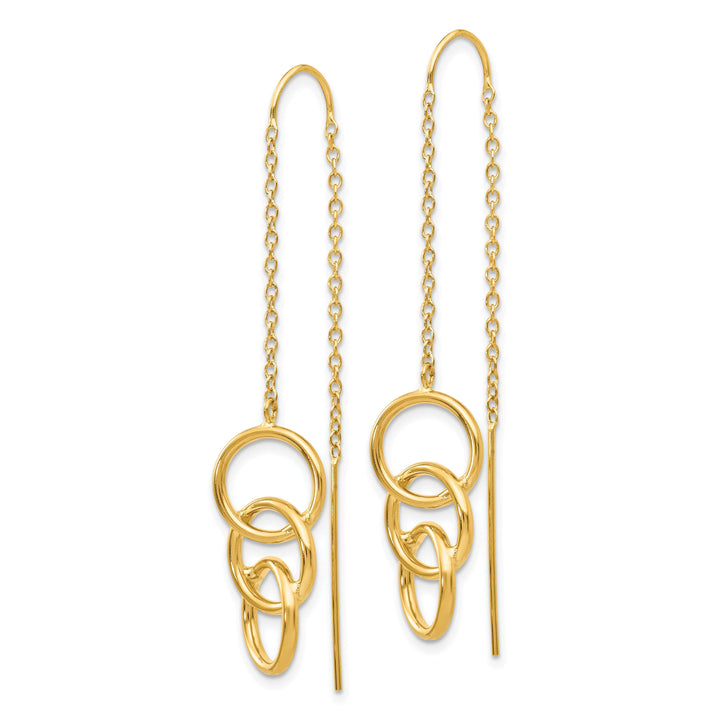 Lovely Rita's Earrings 14K Yellow Gold Chic Polished 10mm Triple Circle Threader Earrings