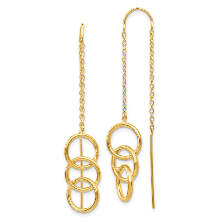 Lovely Rita's Earrings 14K Yellow Gold Chic Polished 10mm Triple Circle Threader Earrings