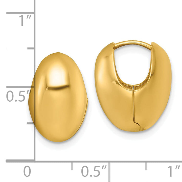 Lovely Rita's Earrings 14K Yellow Gold Chic Polished 12mm Puffed Oval Hinged Hoop Earrings