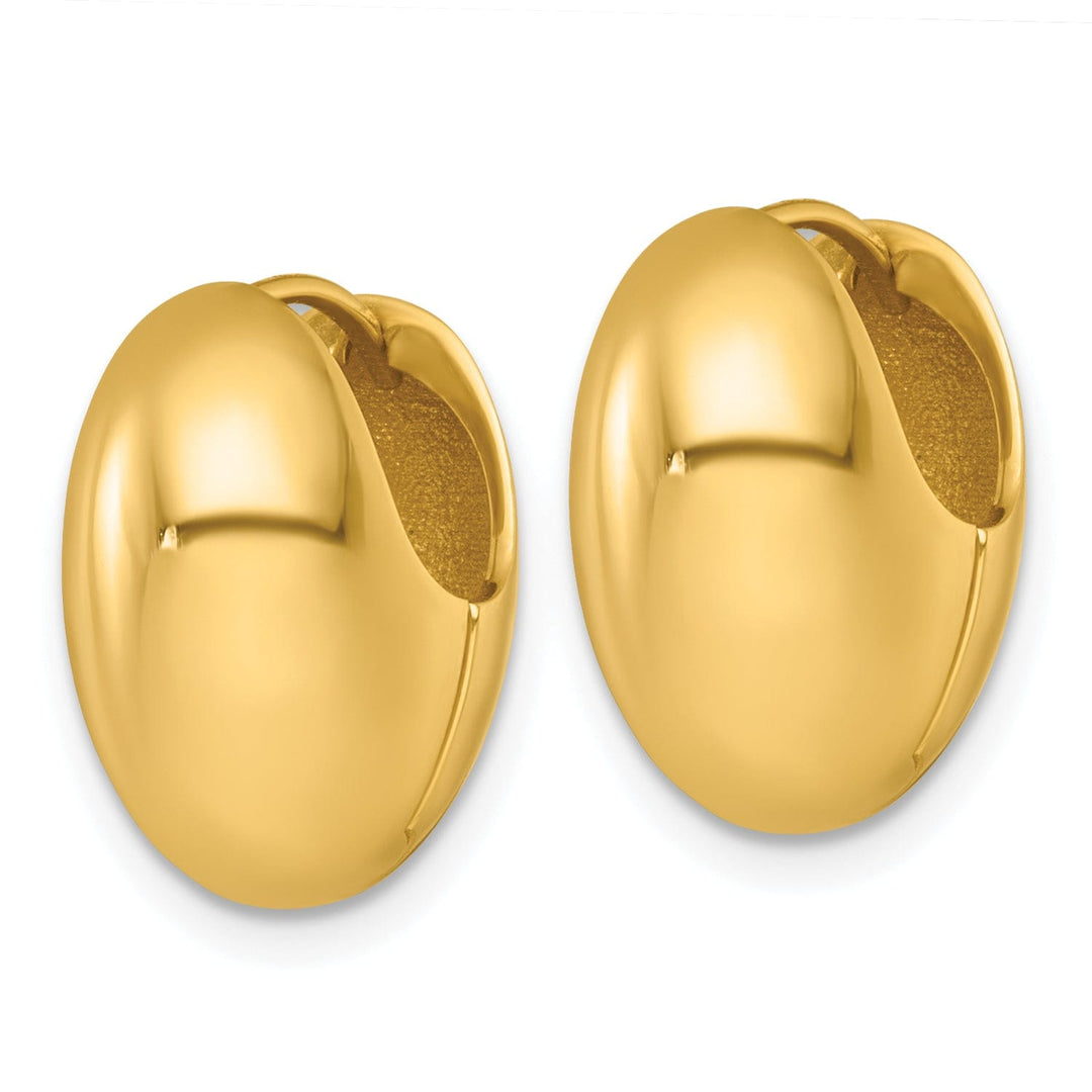 Lovely Rita's Earrings 14K Yellow Gold Chic Polished 12mm Puffed Oval Hinged Hoop Earrings