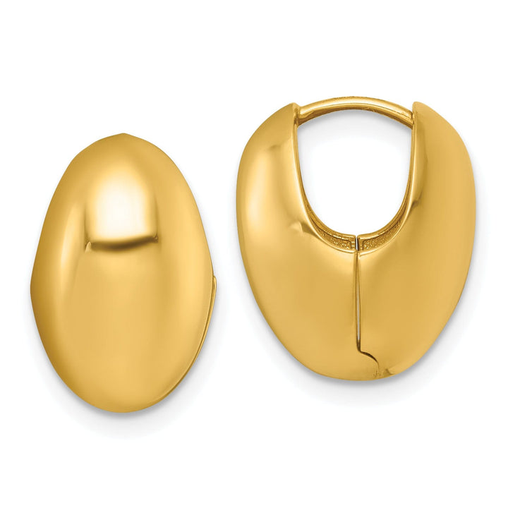 Lovely Rita's Earrings 14K Yellow Gold Chic Polished 12mm Puffed Oval Hinged Hoop Earrings