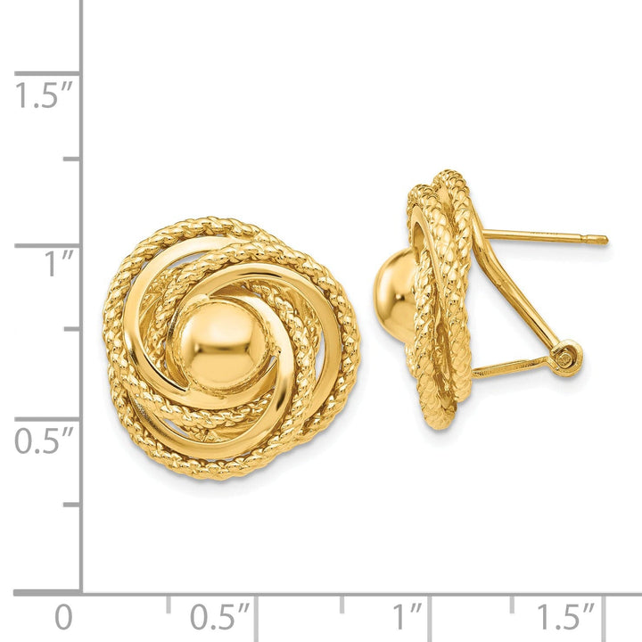 Lovely Rita's Earrings 14K Yellow Gold Chic Polished 19mm Twisted Omega Back Post Earrings