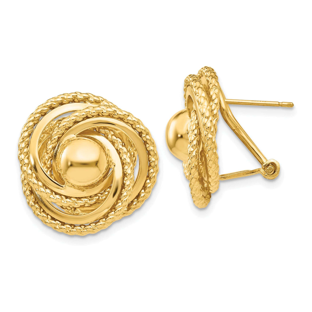 Lovely Rita's Earrings 14K Yellow Gold Chic Polished 19mm Twisted Omega Back Post Earrings