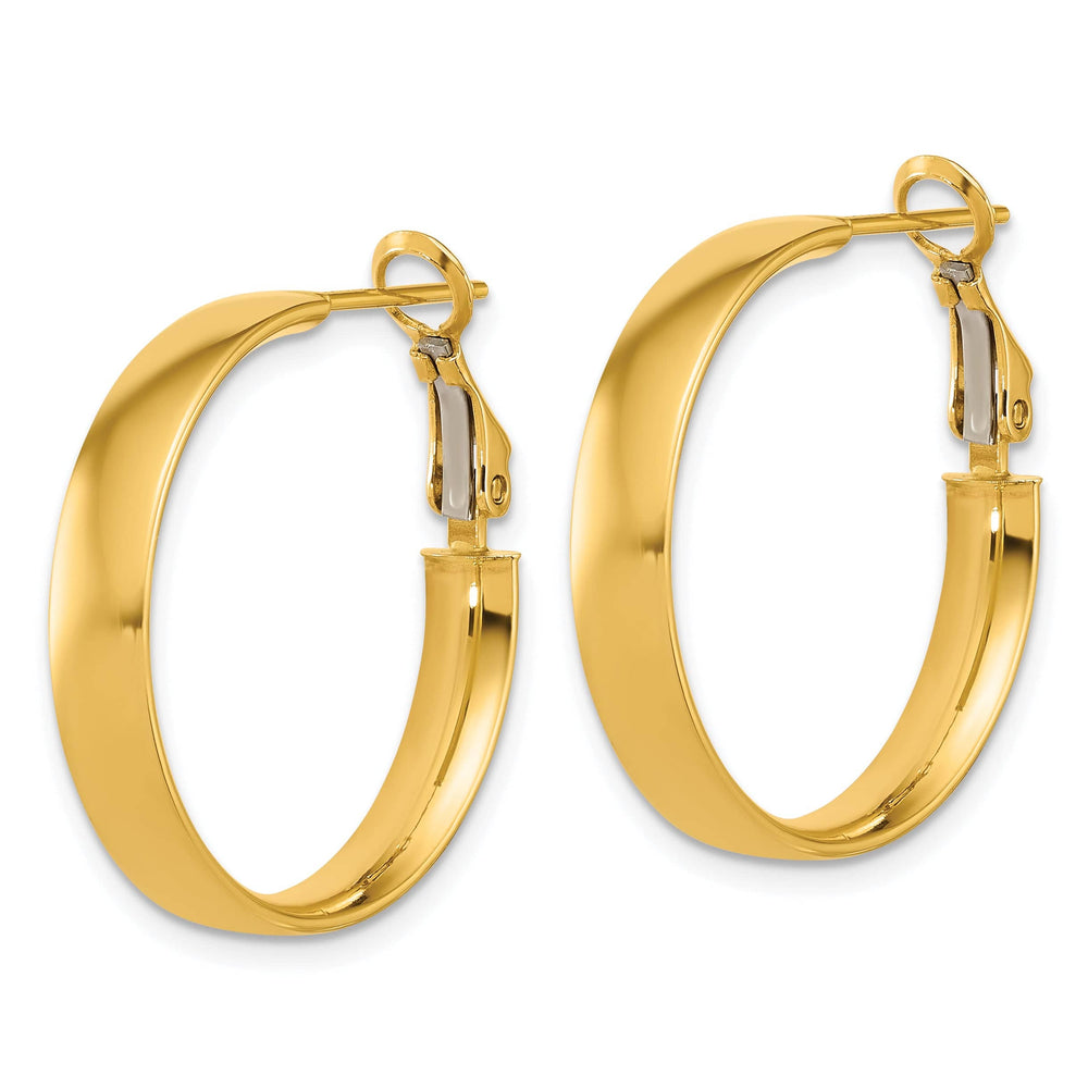 Lovely Rita's Earrings 14K Yellow Gold Chic Polished 26mm Flat Tube Omega Hoops