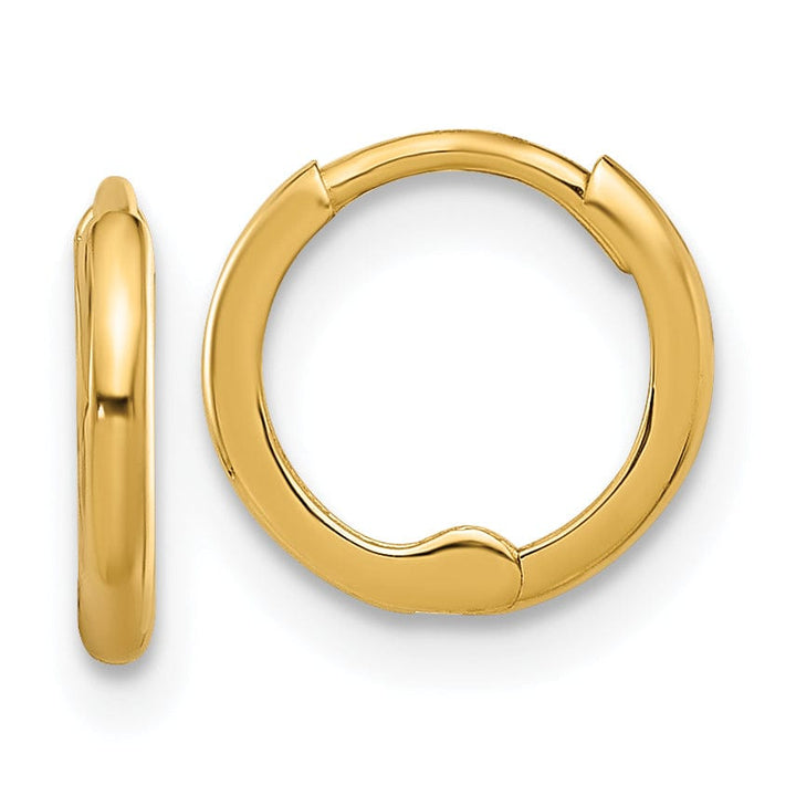 Lovely Rita's Earrings 14K Yellow Gold Chic Polished 9.8mm Round Huggie Hinged Hoop Earrings