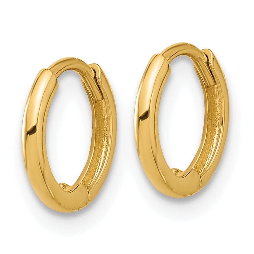 Lovely Rita's Earrings 14K Yellow Gold Chic Polished 9.8mm Round Huggie Hinged Hoop Earrings