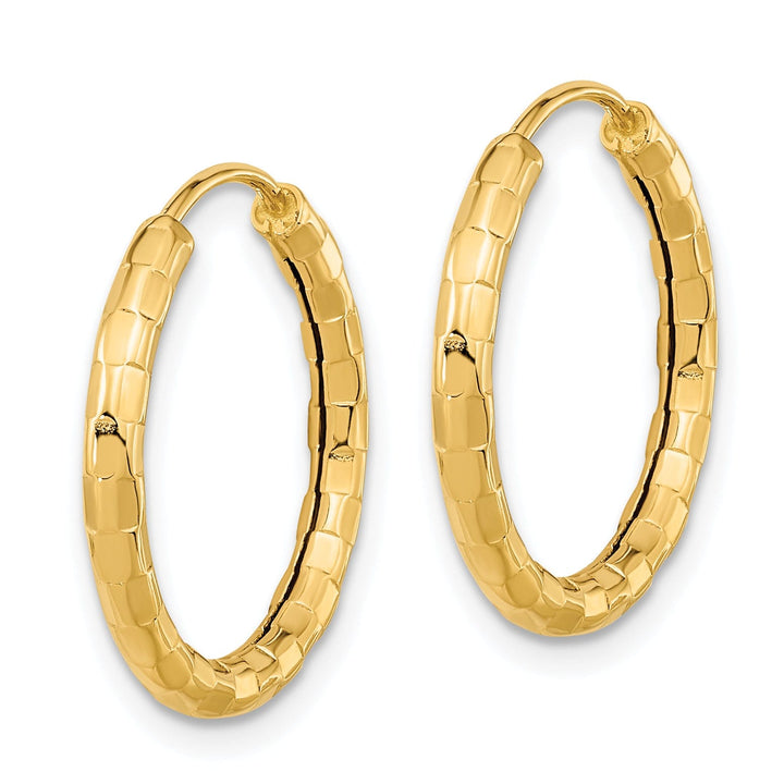 Lovely Rita's Earrings 14K Yellow Gold Chic Polished Faceted 2.5x20mm Endless Hoop Earrings
