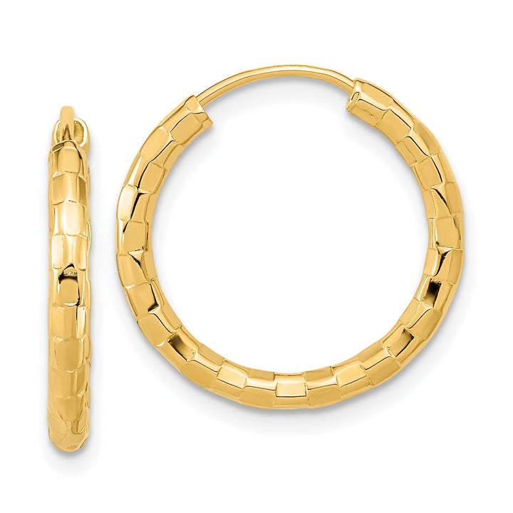 Lovely Rita's Earrings 14K Yellow Gold Chic Polished Faceted 2.5x20mm Endless Hoop Earrings