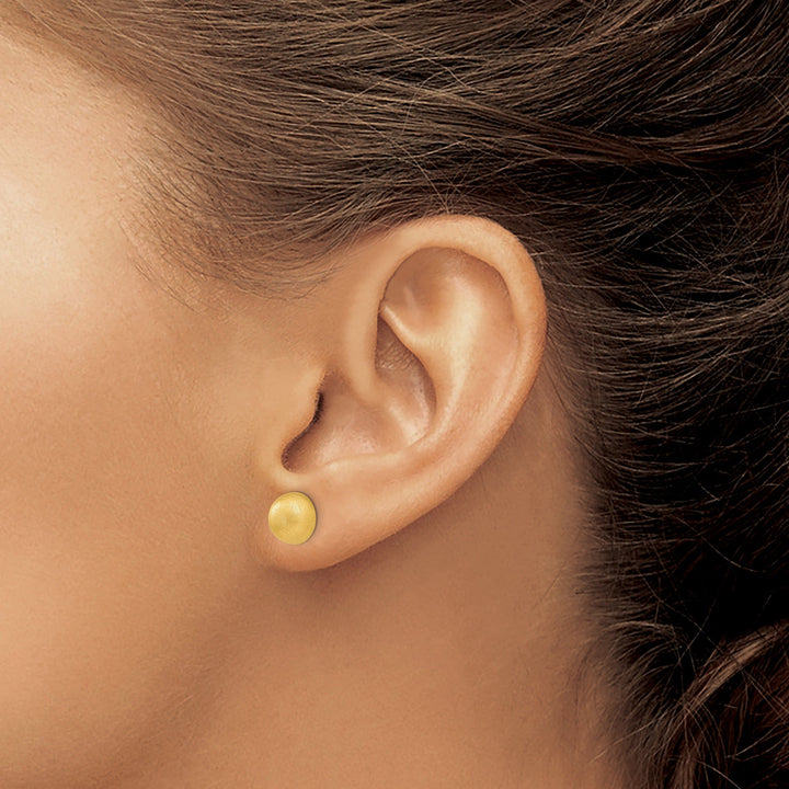 Lovely Rita's Earrings 14K Yellow Gold Chic Satin 8mm Hollow Half Ball Post Earrings