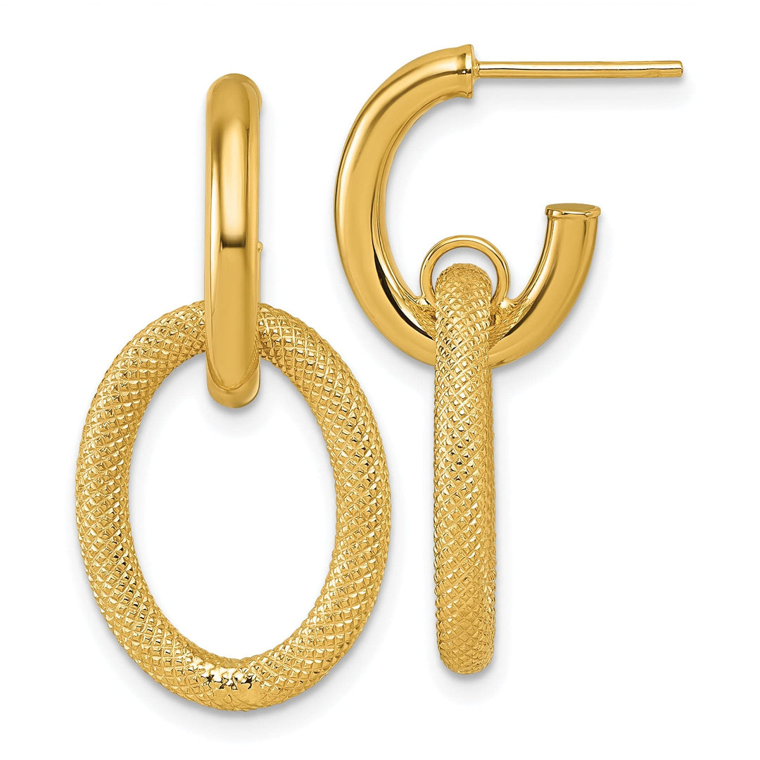 Lovely Rita's Earrings 14K Yellow Gold Chic Textured 15.2mm Oval Post Dangle Earrings