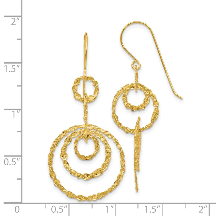 Lovely Rita's Earrings 14K Yellow Gold Chic Textured 19mm Circle Dangle Earrings