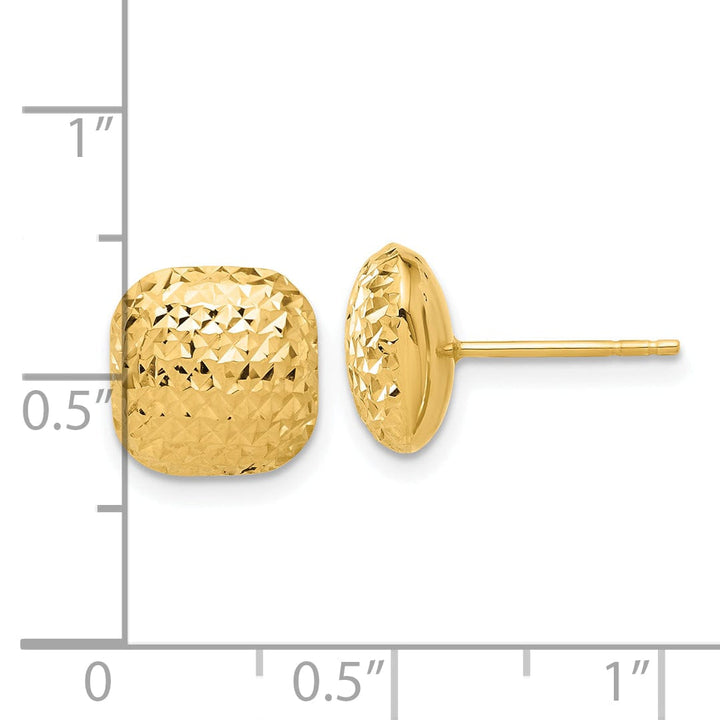 Lovely Rita's Earrings 14K Yellow Gold Classic Diamond-Cut 10.1mm Puffed Button Post Earrings