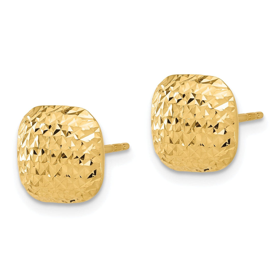 Lovely Rita's Earrings 14K Yellow Gold Classic Diamond-Cut 10.1mm Puffed Button Post Earrings
