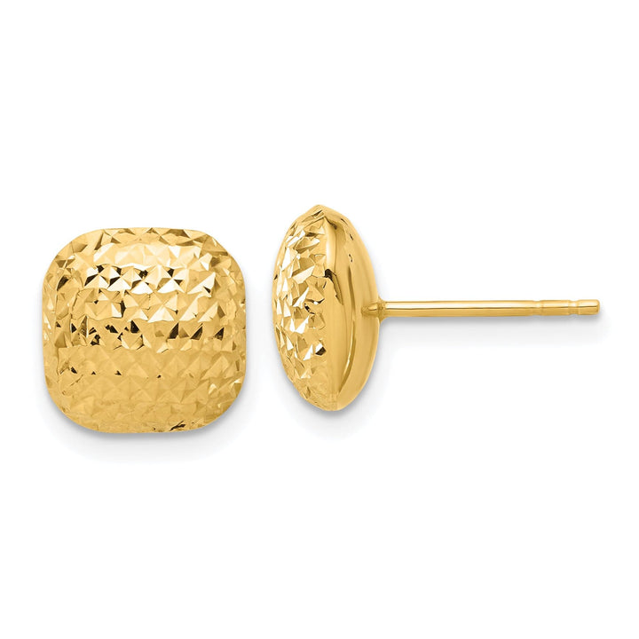 Lovely Rita's Earrings 14K Yellow Gold Classic Diamond-Cut 10.1mm Puffed Button Post Earrings