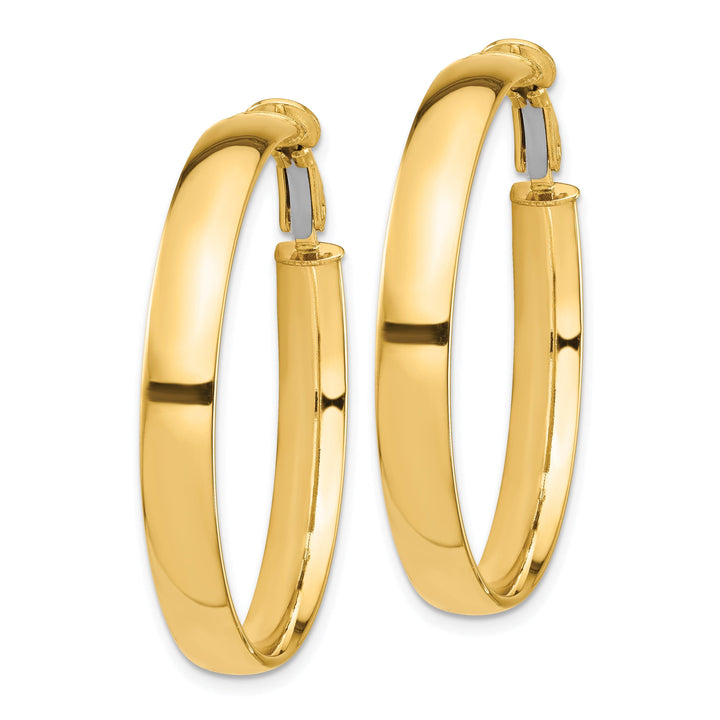 Lovely Rita's Earrings 14K Yellow Gold Classic High Polished 36mm Flat Tube Omega Hoops