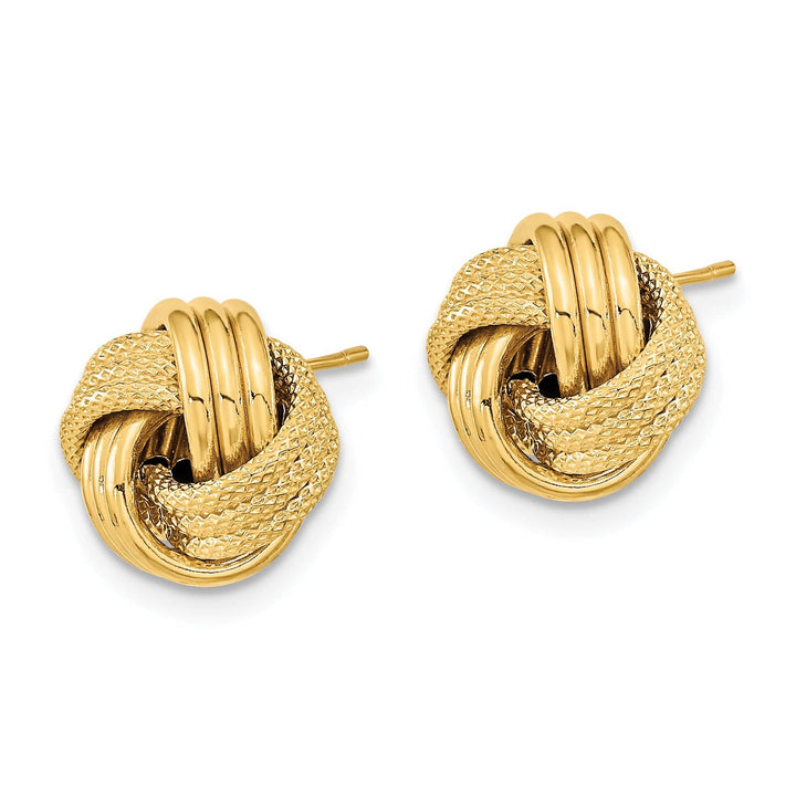 Lovely Rita's Earrings 14K Yellow Gold Classic Polished 11.5mm Triple Love Knot Post Earrings