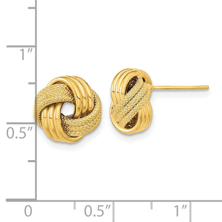 Lovely Rita's Earrings 14K Yellow Gold Classic Polished 11.5mm Triple Love Knot Post Earrings