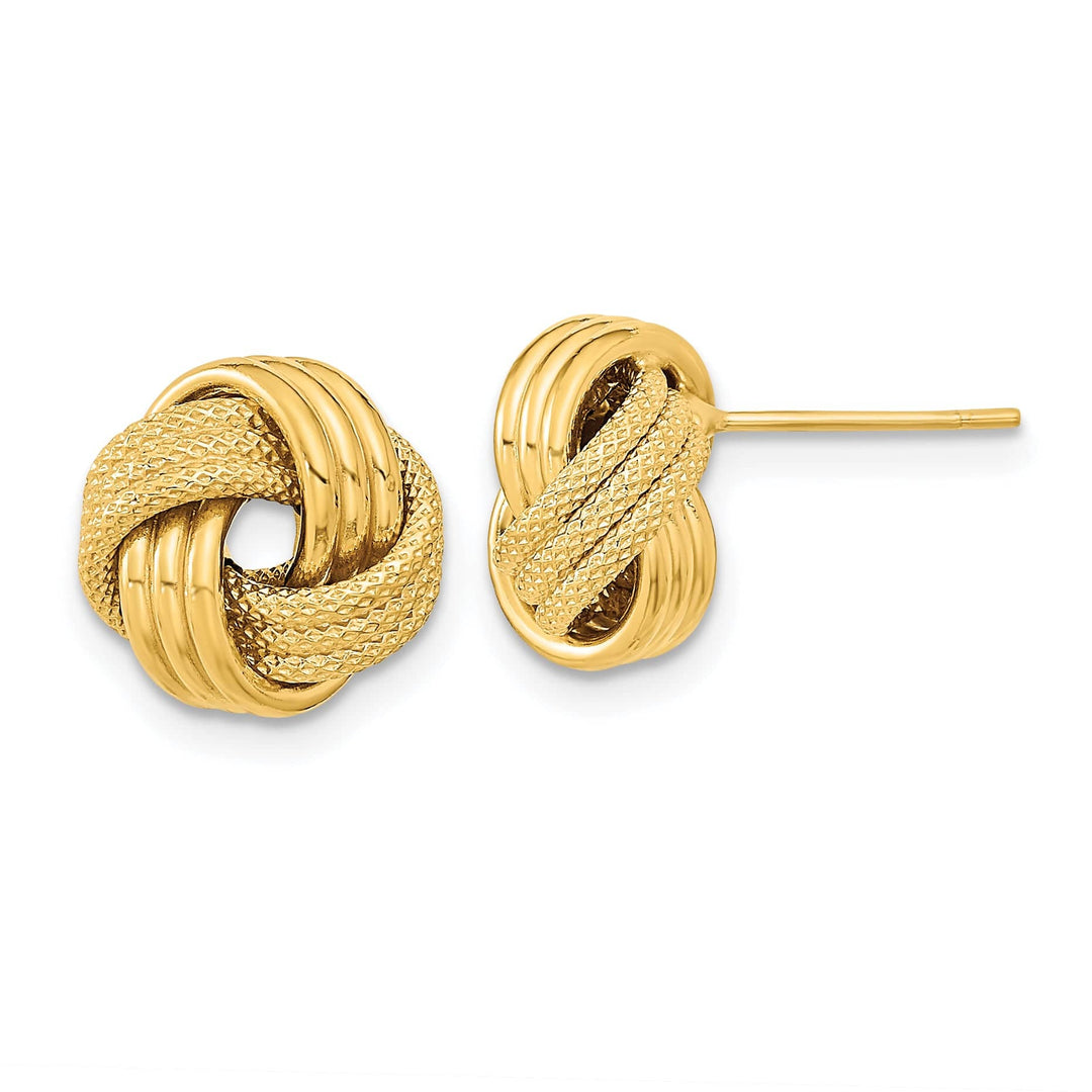Lovely Rita's Earrings 14K Yellow Gold Classic Polished 11.5mm Triple Love Knot Post Earrings