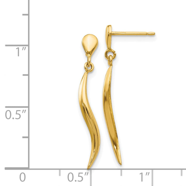 Lovely Rita's Earrings 14K Yellow Gold Classic Polished 2 mm Fancy Dangle Post Earrings