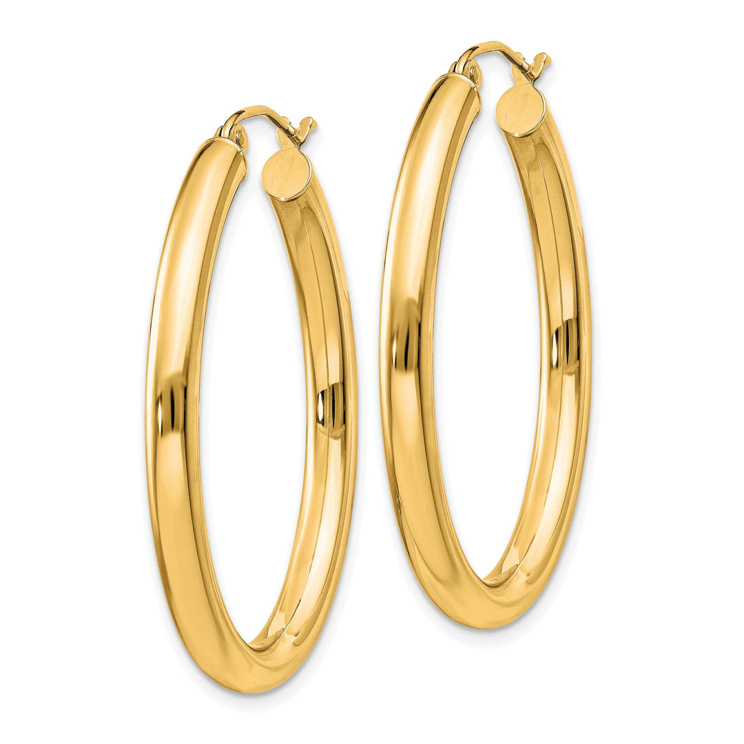Lovely Rita's Earrings 14K Yellow Gold Classic Polished 28.2 mm Oval Tube Hoop Earrings