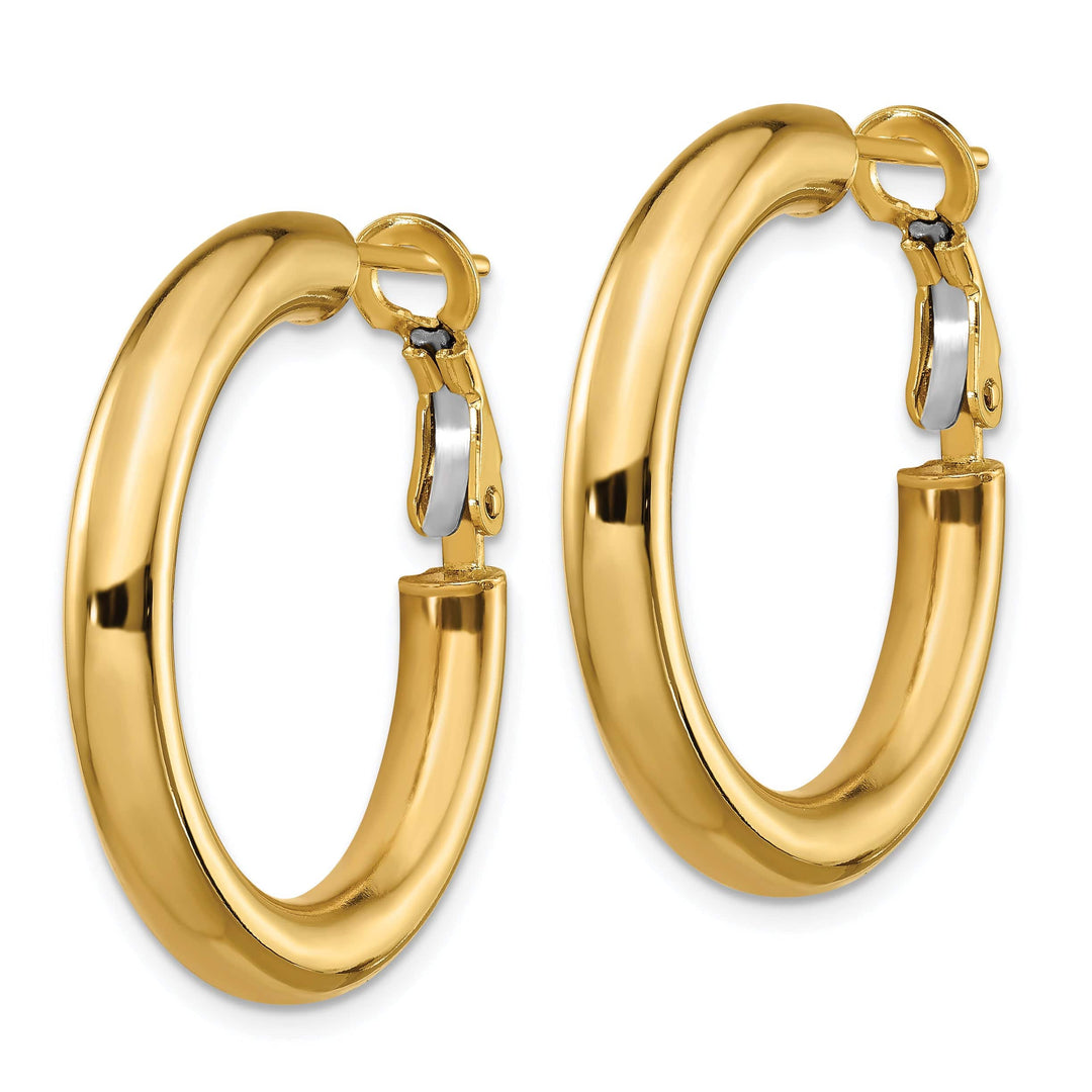Lovely Rita's Earrings 14K Yellow Gold Classic Polished 28.65mm Round Tube Omega Hoops