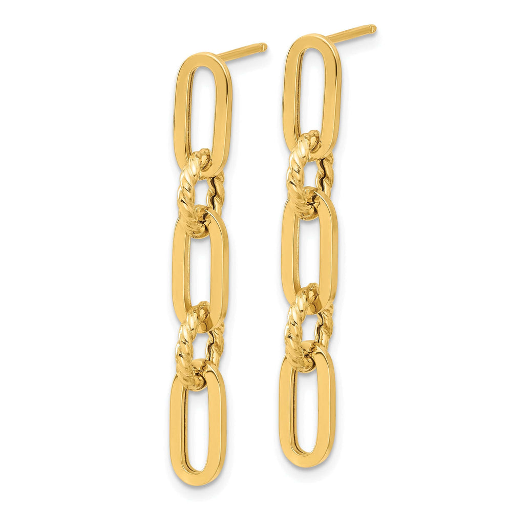 Lovely Rita's Earrings 14K Yellow Gold Classic Polished 7.9mm Chain Link Dangle Post Earrings