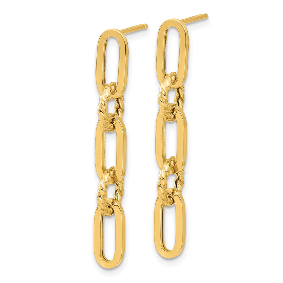 Lovely Rita's Earrings 14K Yellow Gold Classic Polished 7.9mm Chain Link Dangle Post Earrings