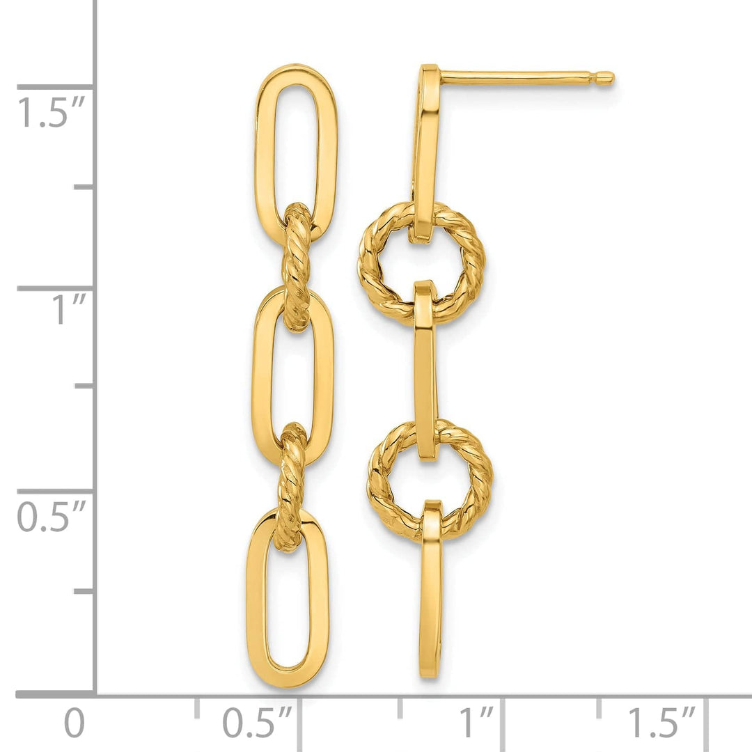 Lovely Rita's Earrings 14K Yellow Gold Classic Polished 7.9mm Chain Link Dangle Post Earrings