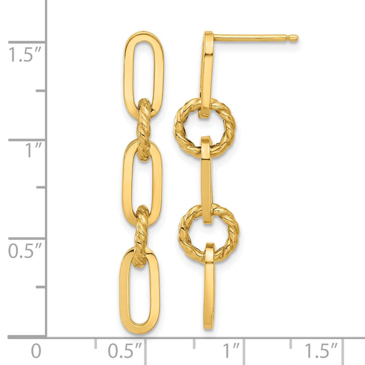 Lovely Rita's Earrings 14K Yellow Gold Classic Polished 7.9mm Chain Link Dangle Post Earrings