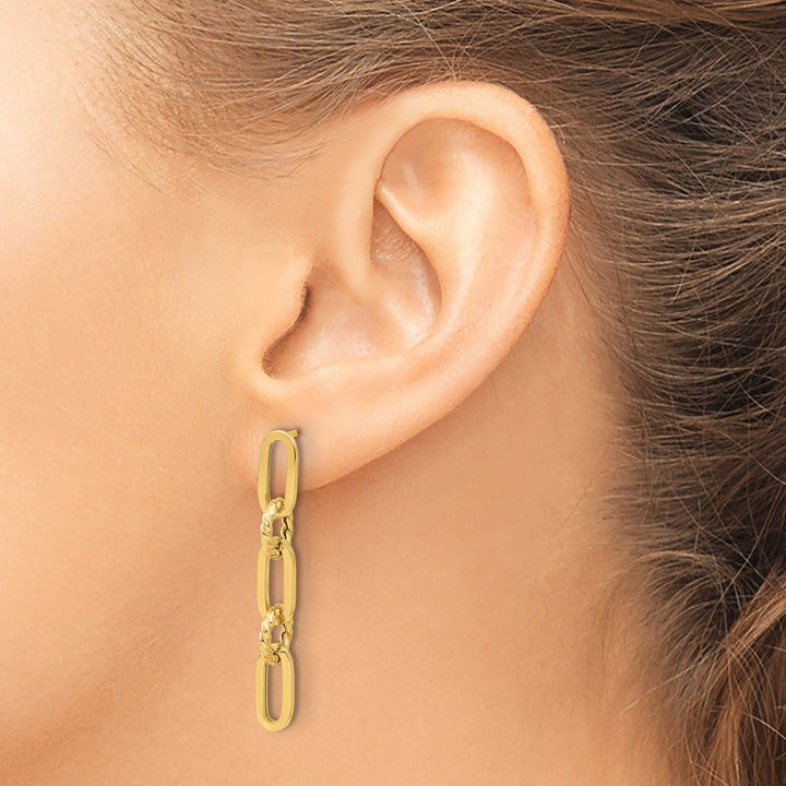 Lovely Rita's Earrings 14K Yellow Gold Classic Polished 7.9mm Chain Link Dangle Post Earrings