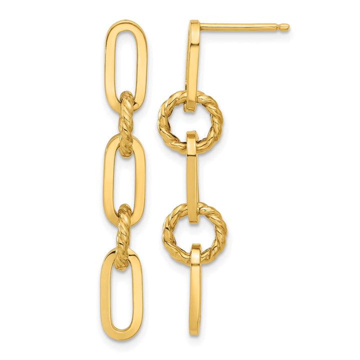 Lovely Rita's Earrings 14K Yellow Gold Classic Polished 7.9mm Chain Link Dangle Post Earrings