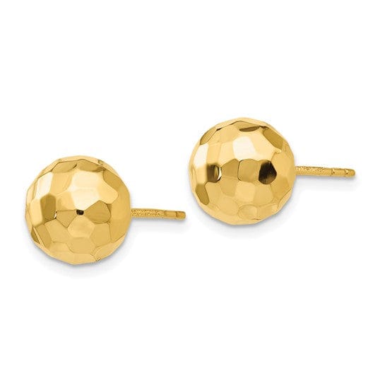 Lovely Rita's Earrings 14K Yellow Gold Contemporary Diamond-Cut 9.5mm Ball Post Earrings