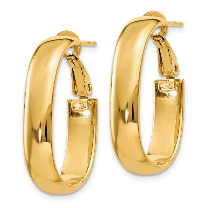 Lovely Rita's Earrings 14K Yellow Gold Contemporary Polished 23.5mm Oval Omega Hoops