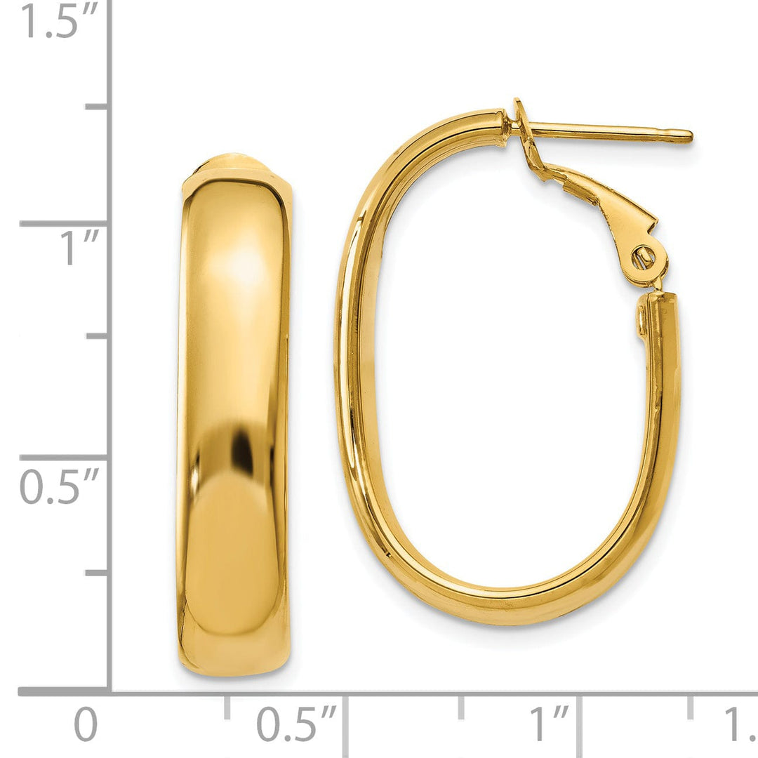 Lovely Rita's Earrings 14K Yellow Gold Contemporary Polished 23.5mm Oval Omega Hoops