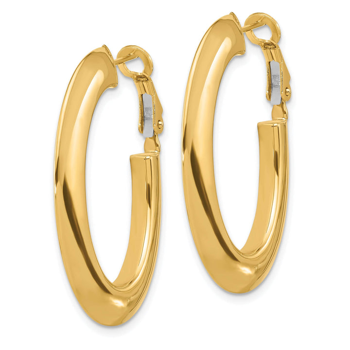 Lovely Rita's Earrings 14K Yellow Gold Contemporary Polished 29mm Knife-Edge Oval Omega Hoops