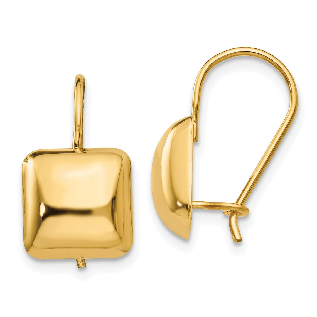 Lovely Rita's Earrings 14K Yellow Gold Cute Polished 9.5mm Puffed Button Kidney Wire Earrings