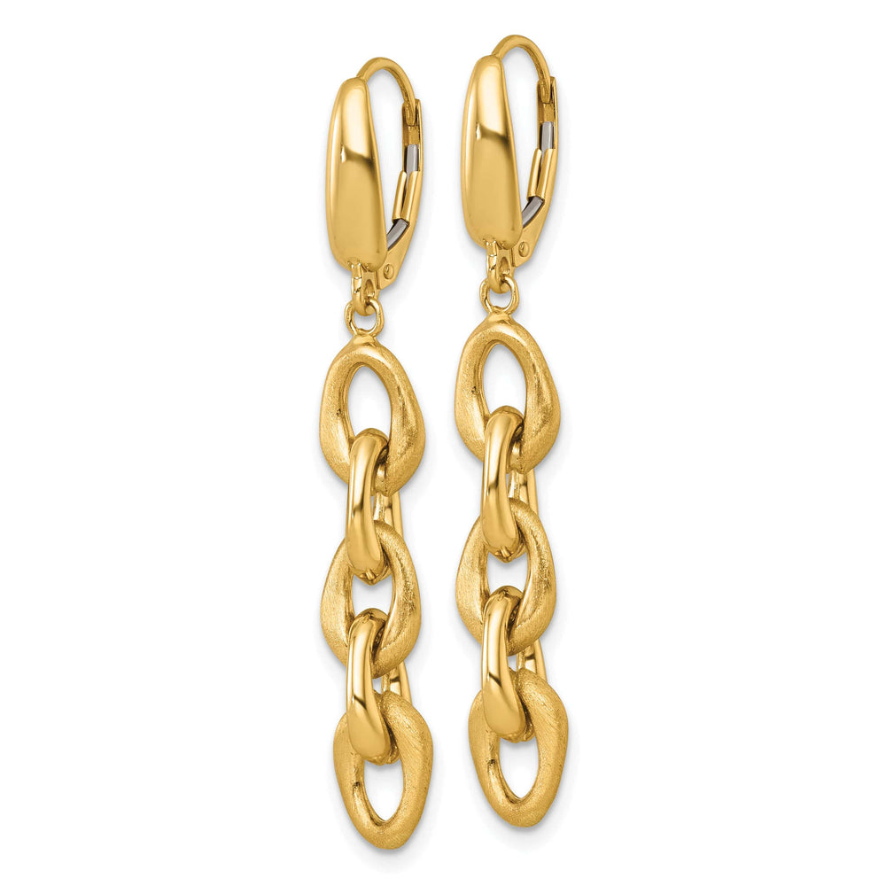 Lovely Rita's Earrings 14K Yellow Gold Cute Polished & Brushed 6.7mm Chain Leverback Earrings