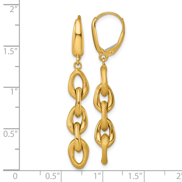 Lovely Rita's Earrings 14K Yellow Gold Cute Polished & Brushed 6.7mm Chain Leverback Earrings