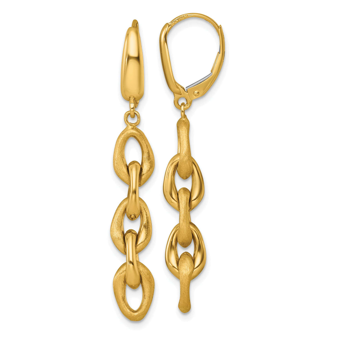 Lovely Rita's Earrings 14K Yellow Gold Cute Polished & Brushed 6.7mm Chain Leverback Earrings