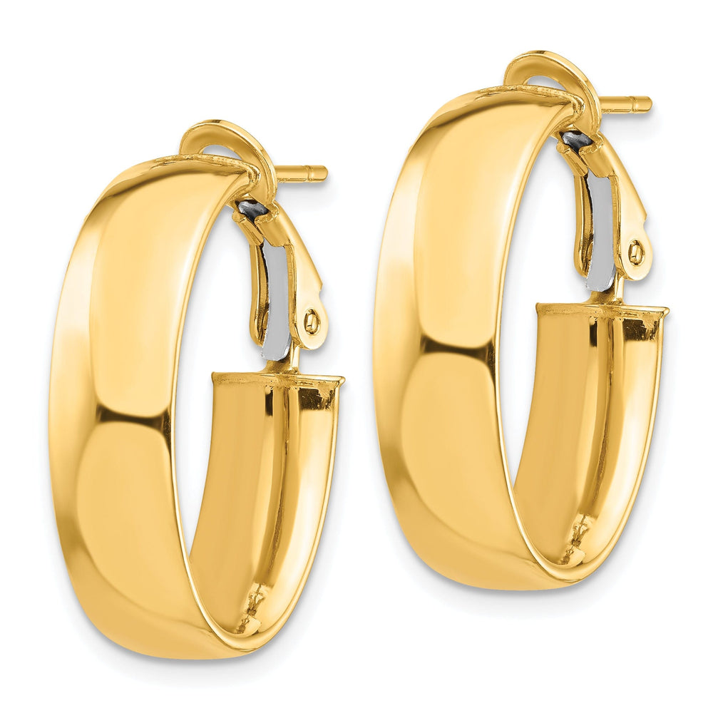 Lovely Rita's Earrings 14K Yellow Gold Dainty High Polished 13.64mm Oval Omega Hoops