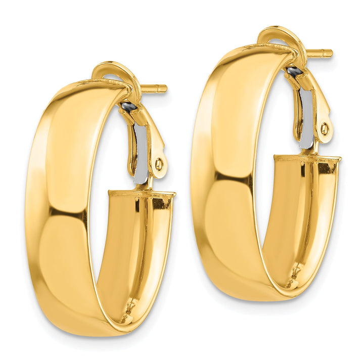 Lovely Rita's Earrings 14K Yellow Gold Dainty High Polished 13.64mm Oval Omega Hoops
