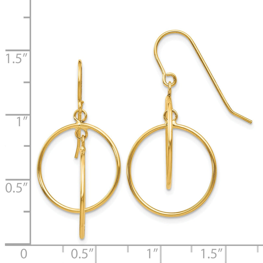 Lovely Rita's Earrings 14K Yellow Gold Dainty Polished 17mm Circle Dangle Earrings