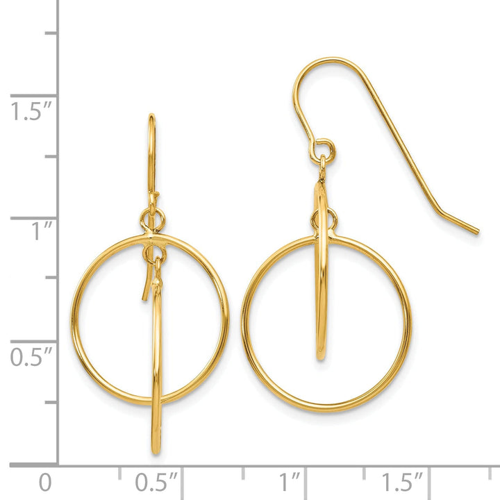 Lovely Rita's Earrings 14K Yellow Gold Dainty Polished 17mm Circle Dangle Earrings